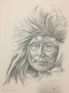 225x300 Native American Bull Chief Apsaroke Yellowstone Vintage Lithograph - Native American Chief Drawing