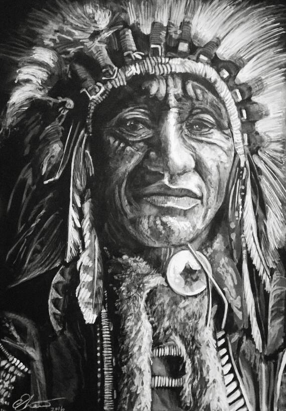 Native American Chief Drawing at PaintingValley.com | Explore ...
