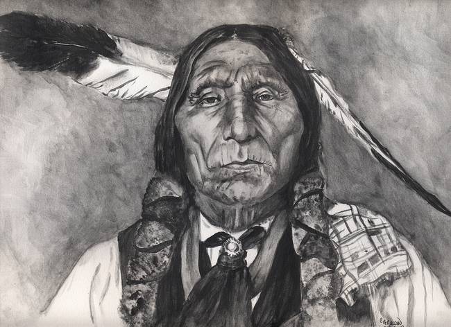 650x472 Native American Indian,chief Wolf Robe - Native American Chief Drawing