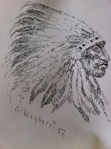 448x600 Olaf Wieghorst Penink Drawing - Native American Chief Drawing