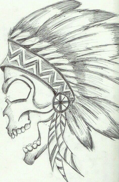 472x720 Native American Skull Tattoos - Native American Drawing Ideas