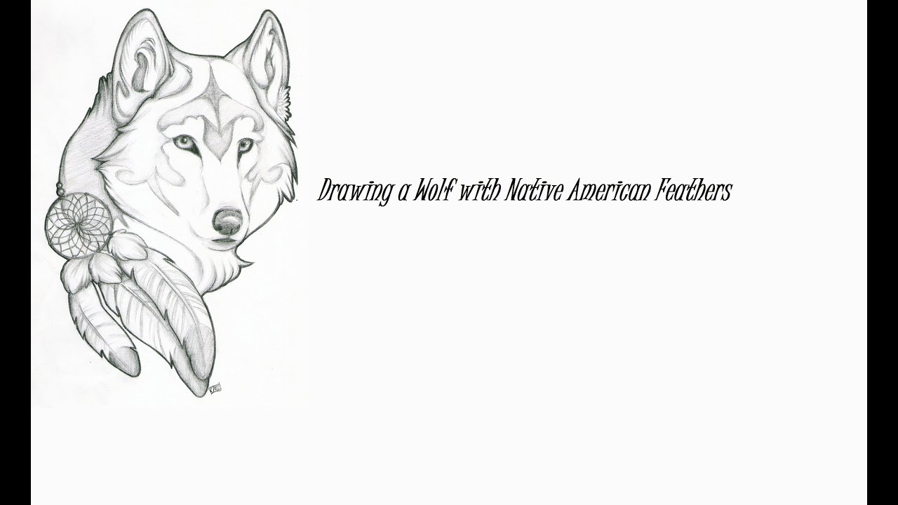 1280x720 Drawing A Wolf With Native American Feathers - Native American Drawings