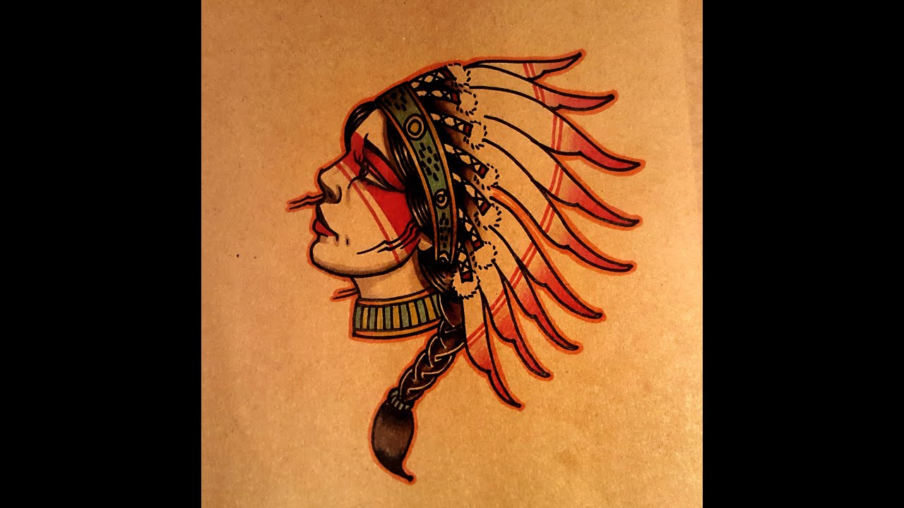 1280x720 How To Draw A Old School Native American Woman Side View - Native American Drawings