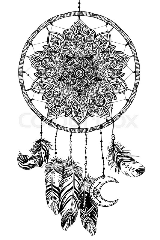 534x799 Hand Drawn Native American Indian Stock Vector Colourbox - Native American Dreamcatcher Drawing