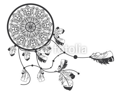 400x319 hand drawn native american dreamcatcher with feathers vector il - Native American Dreamcatcher Drawing