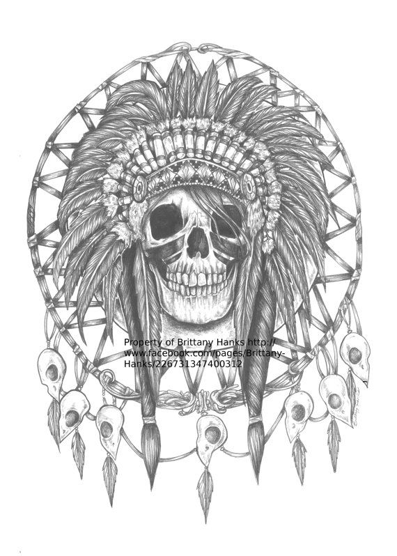 570x798 native american print skull dreamcatcher - Native American Dreamcatcher Drawing