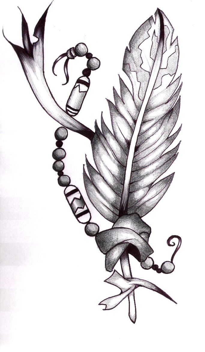 683x1169 Sollection Of Sketches Sketches Of Tattoos Indian Feather - Native American Feather Drawing