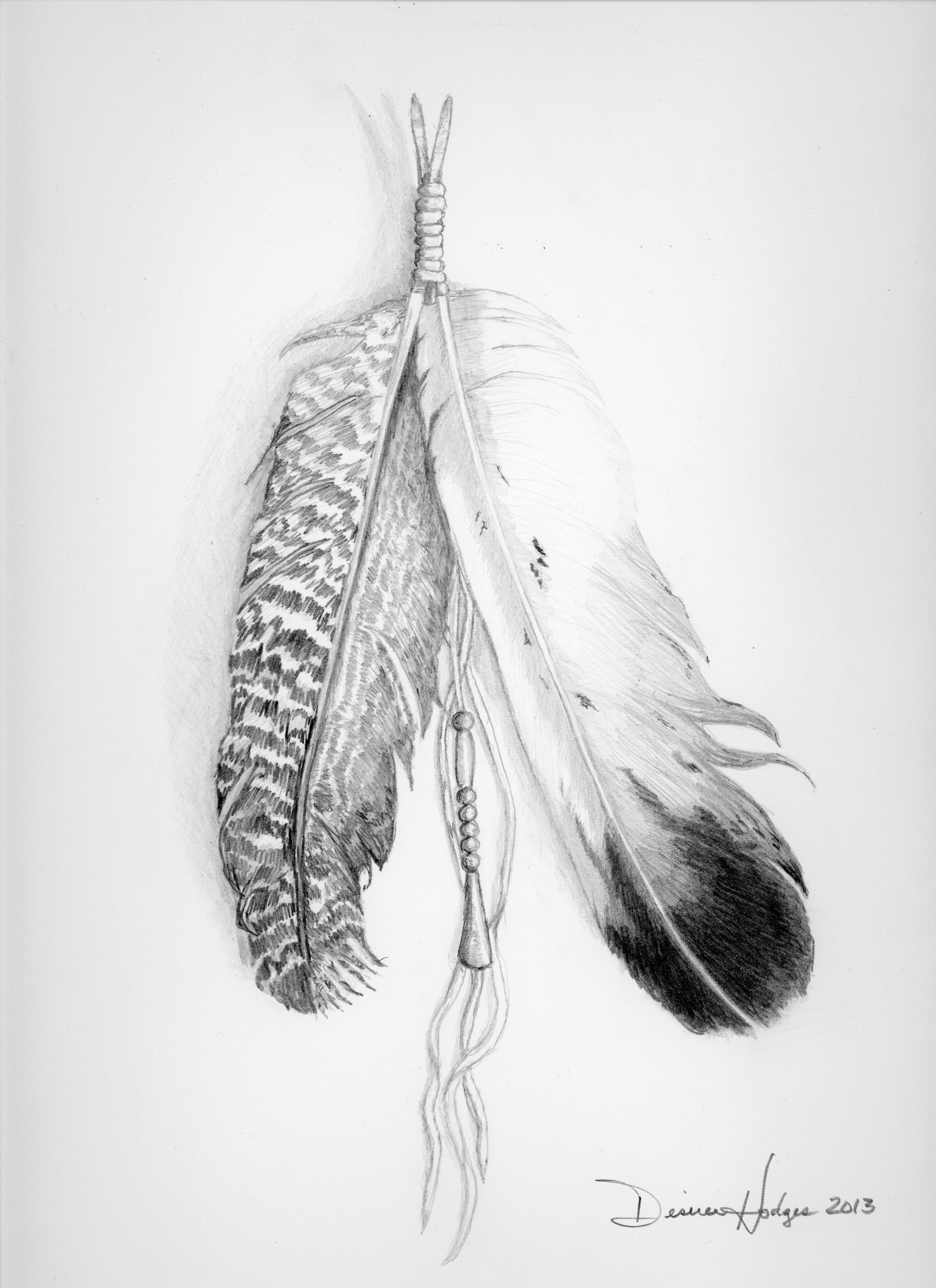 Tickled With Feathers Quiet Eloquence - Native American Feather Drawing. 