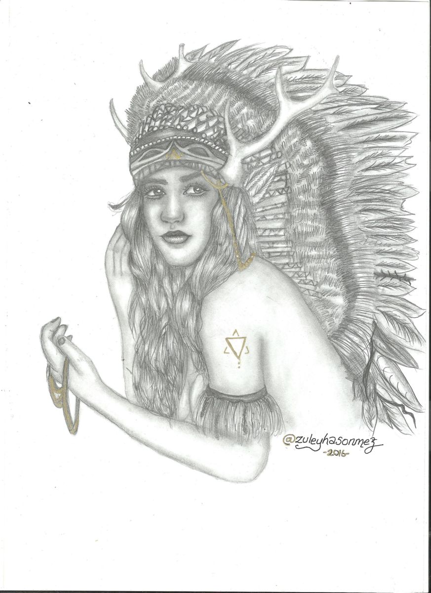 873x1200 Native American Girl Drawing Painting - Native American Girl Drawing