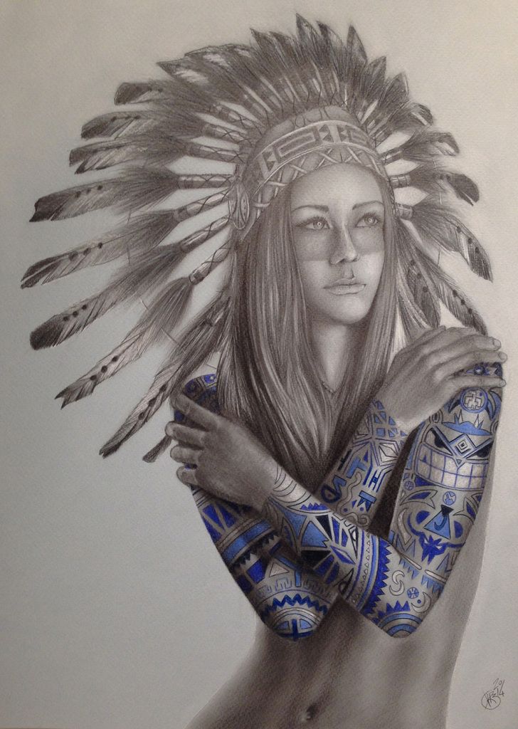 728x1024 Native Girl Tattoo - Native American Girl Drawing