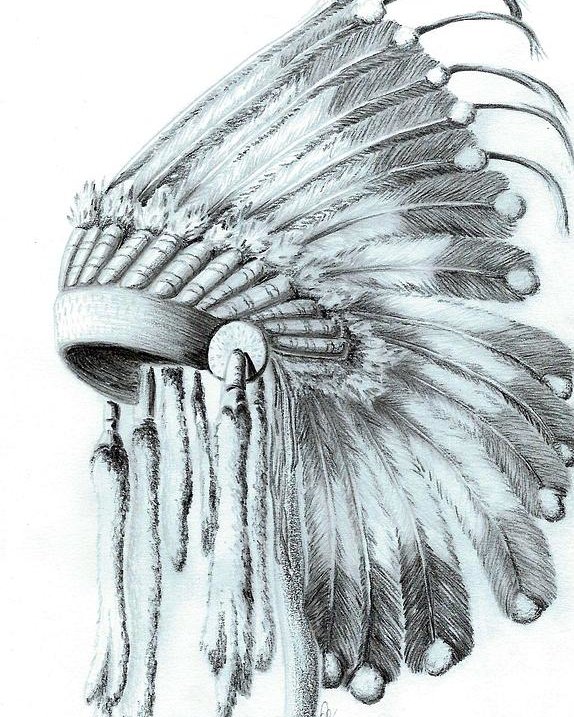 Native American Headdress Drawing at PaintingValley.com | Explore ...