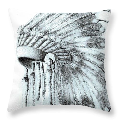500x500 native american headdress throw pillow for sale - Native American Headdress Drawing