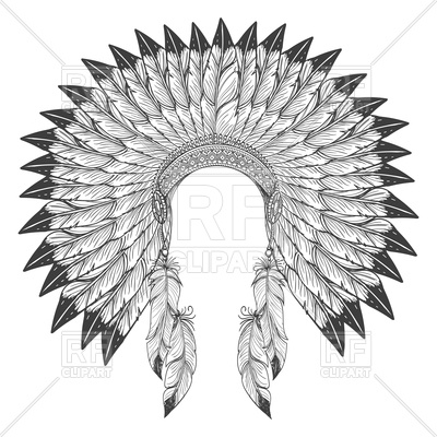 400x400 native american indian headdress with feathers vector image - Native American Headdress Drawing