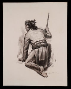 239x300 Apache Native American Indian Charcoal Drawing - Native American Indian Drawings