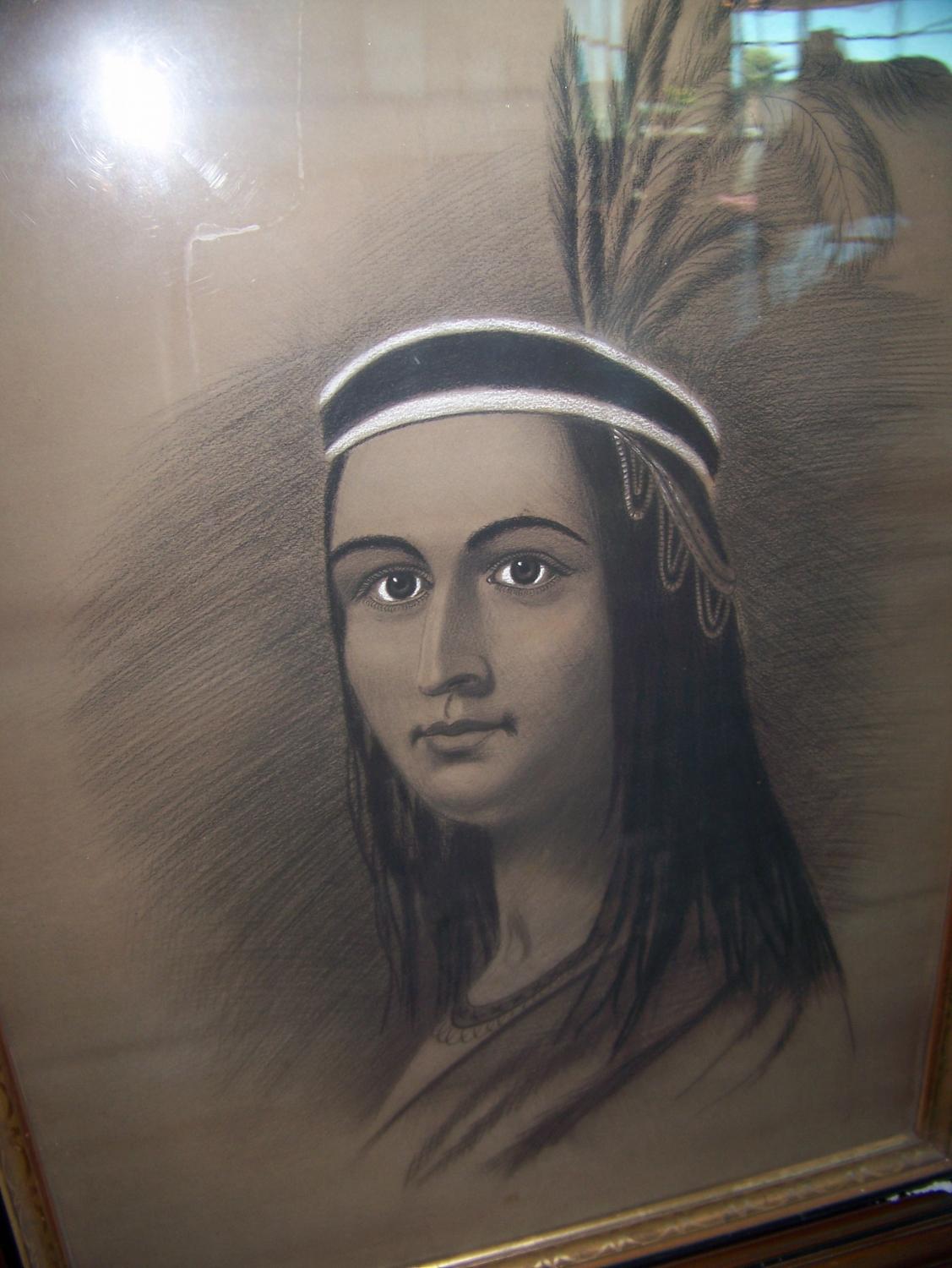 1127x1500 magnificent antique original drawing of native american indian woman - Native American Indian Woman Drawing