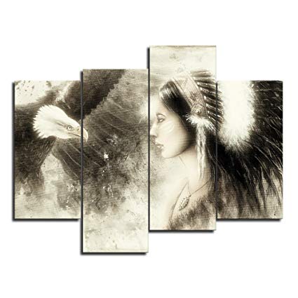 425x425 viivei native american indian girl woman bald eagle - Native American Indian Woman Drawing