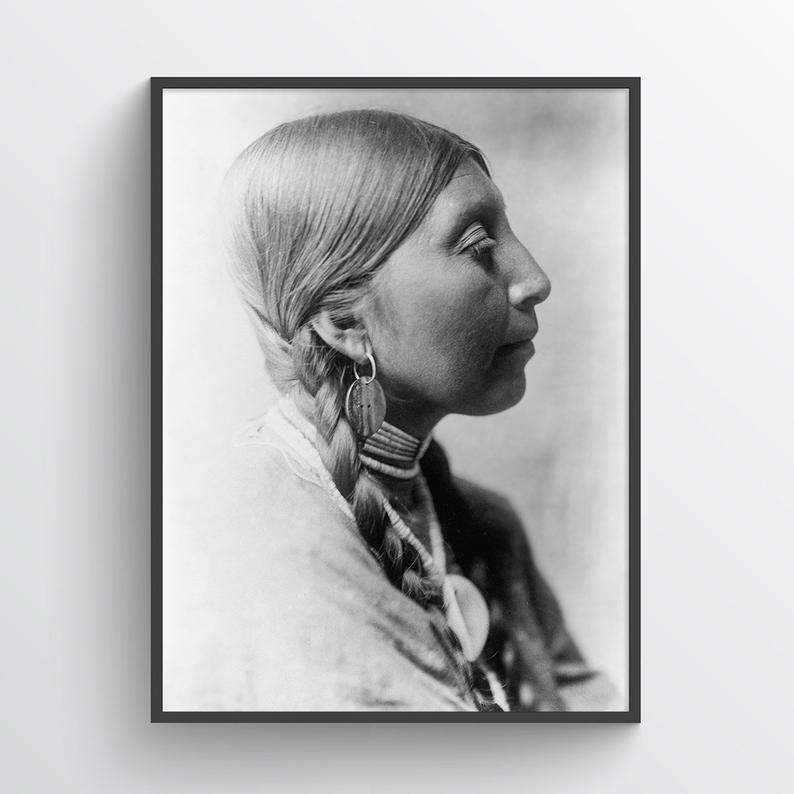 794x794 native american indian print chinookan indian woman ca etsy - Native American Indian Woman Drawing
