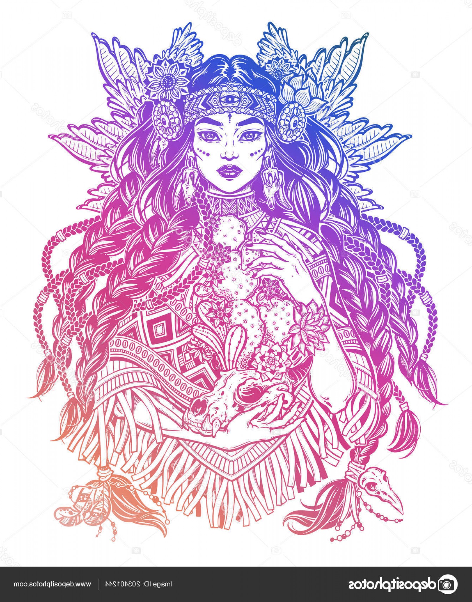 1599x2040 stock illustration native american indian woman holding lazttweet - Native American Indian Woman Drawing