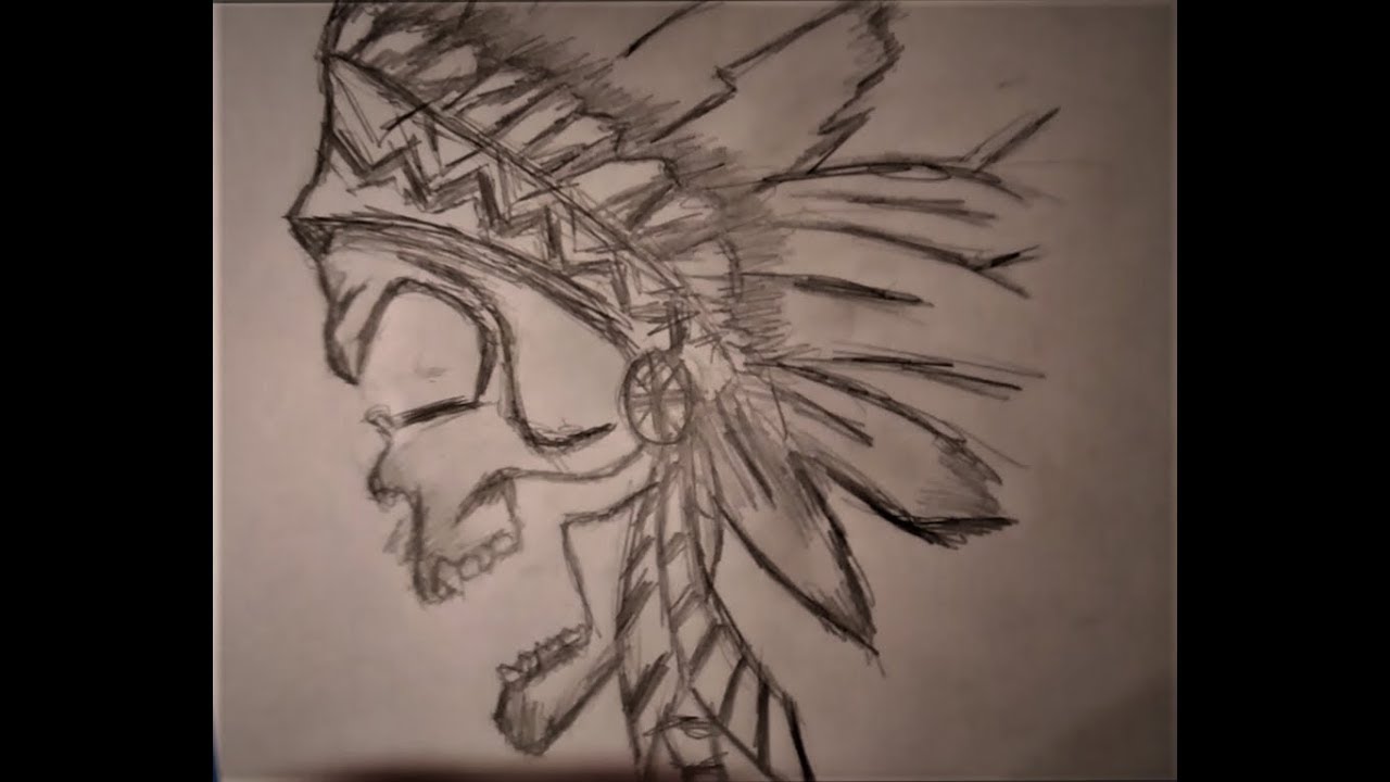 1280x720 Drawing Of A Native American Skull!!! - Native American Skull Drawing