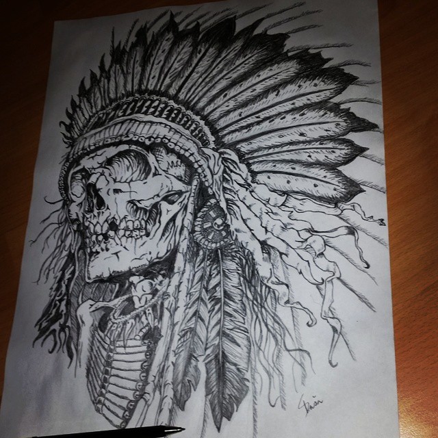640x640 Indian Skull Drawing At Com Free For Personal Us On Shining - Native American Skull Drawing