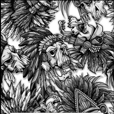 440x441  - Native American Skull Drawing