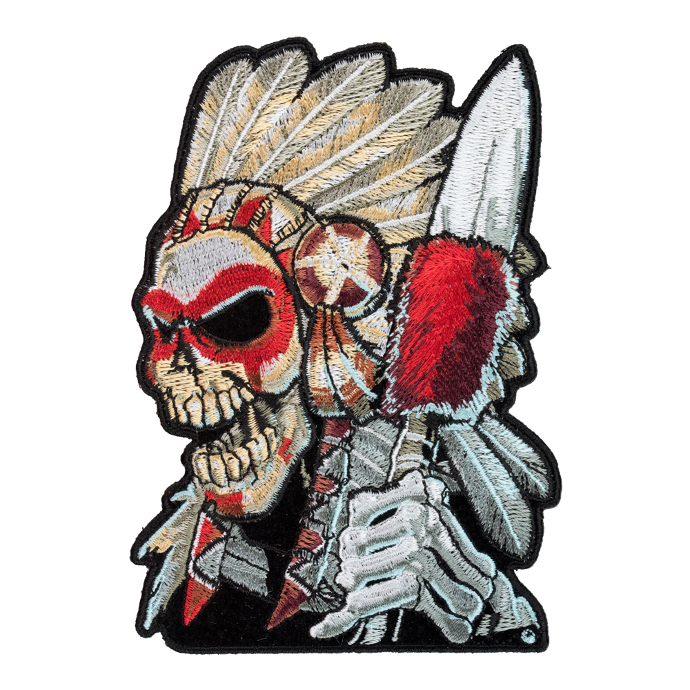 1000x1000 Native American Warrior Skull Patch Indian Chief Patches - Native American Warrior Drawing
