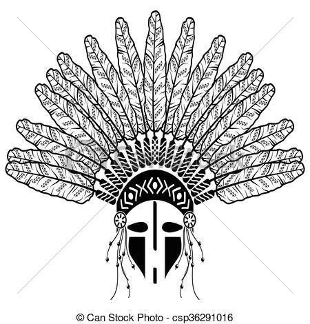 450x470 Native American Warrior Aztec, Ethnic Style Headdress - Native American Warrior Drawing