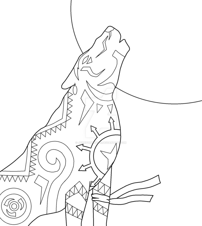 844x946 Native American Wolf - Native American Wolf Drawing