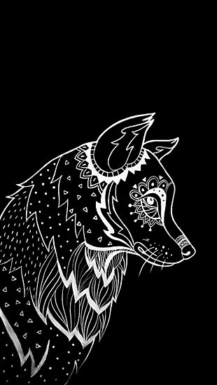 310x550 Native American Wolf Drawing Photographic Prints - Native American Wolf Drawing