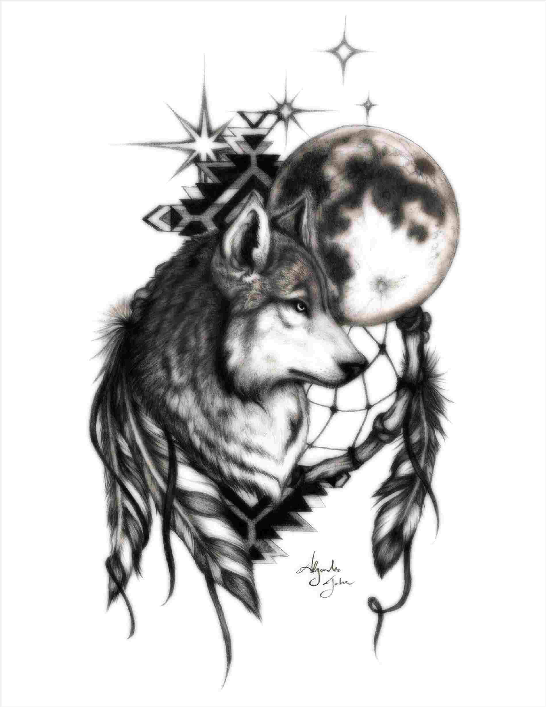 Native American Wolf Drawing At Paintingvalleycom Explore