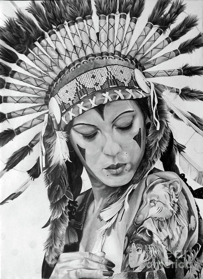 Native American Woman Drawing at PaintingValley.com | Explore ...