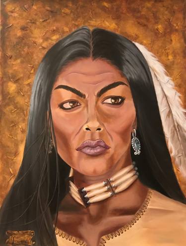 375x495 native american woman painting - Native American Woman Drawing
