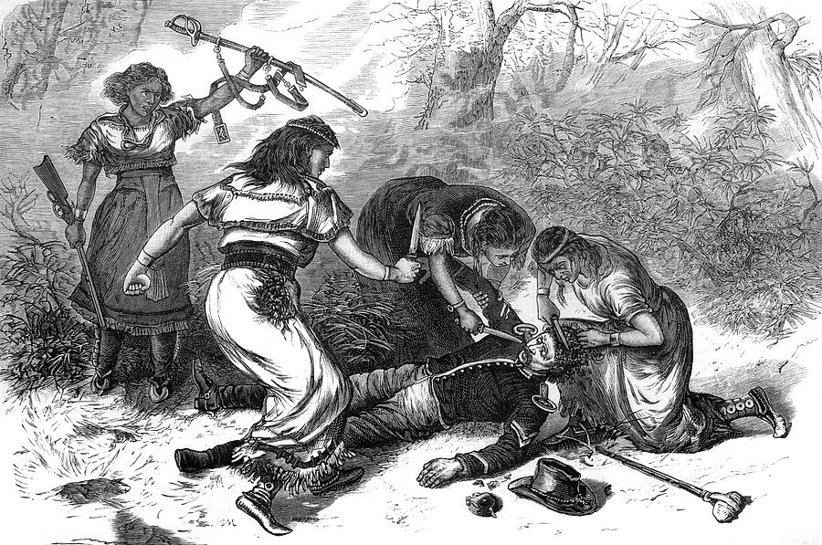 900x597 native american women rob and scalp a u drawing - Native American Woman Drawing