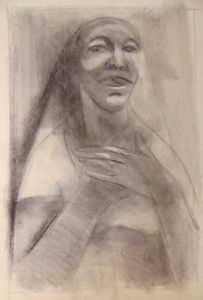 203x300 original mid century artwork drawing native american woman - Native American Woman Drawing