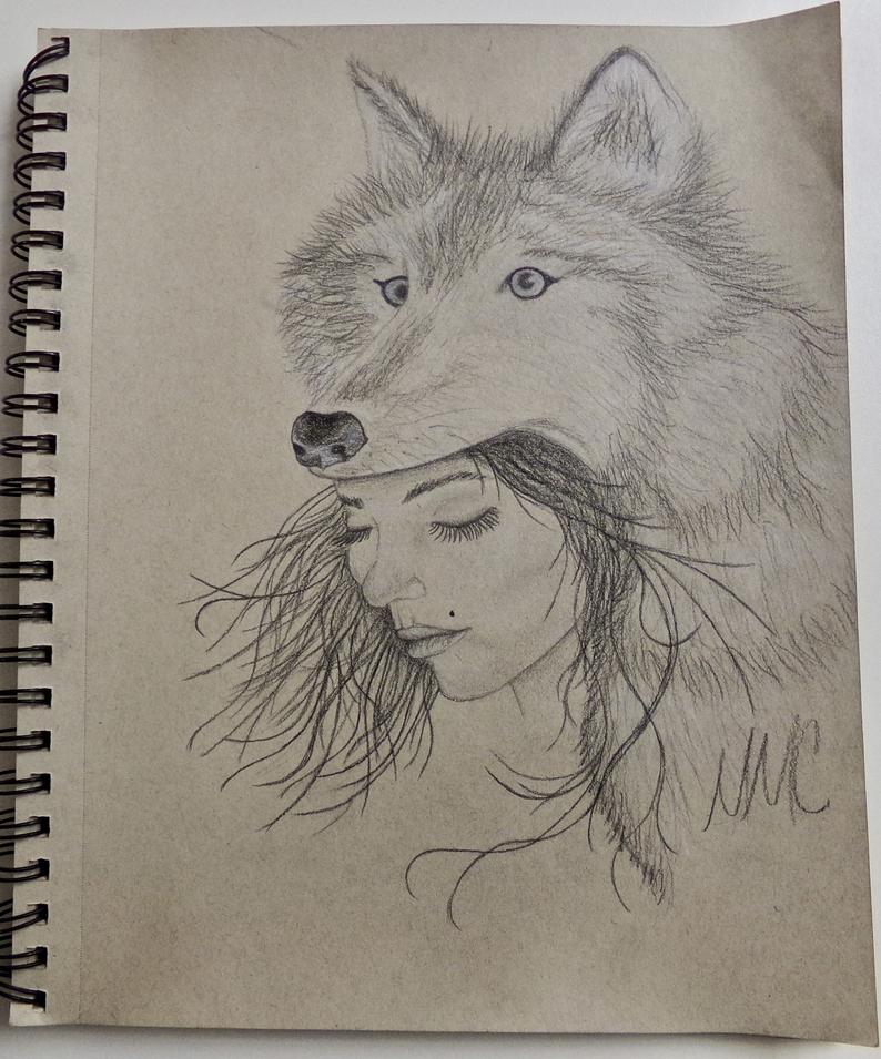 794x955 original native american woman wolf sketch etsy - Native American Woman Drawing