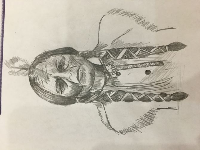 670x503 How To Draw A Native American Face Steps - Native Drawings