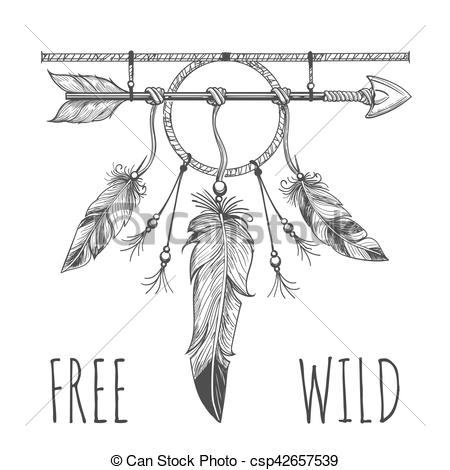 450x470 native american accessory with arrow feathers and lettering free - Native Drawings