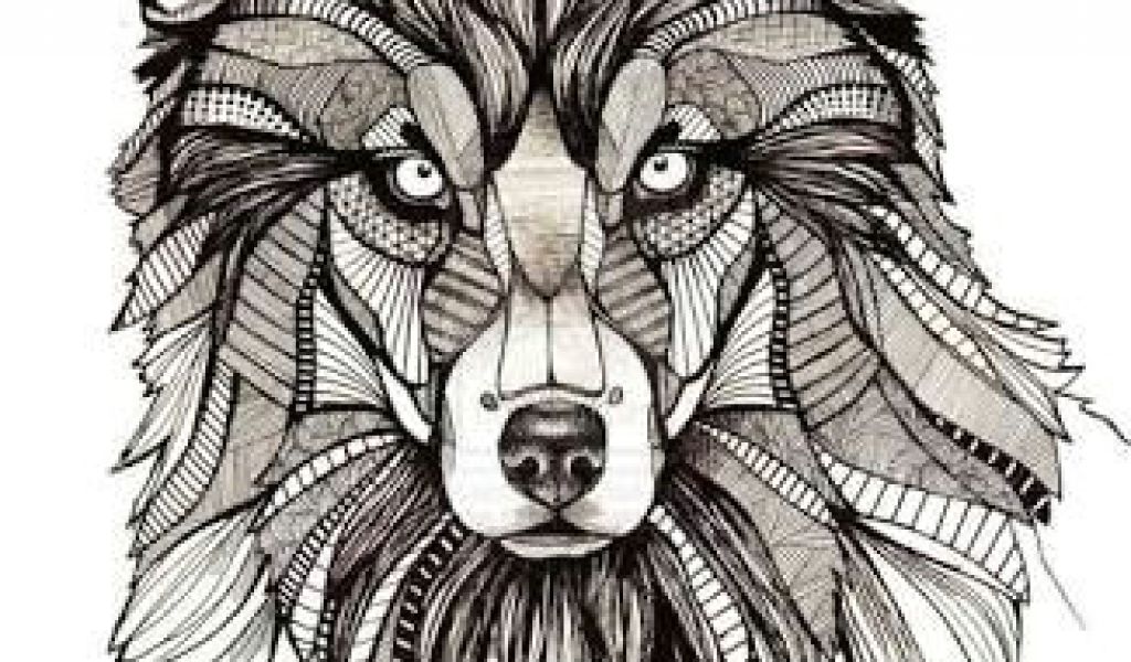 1024x600 Wolf Native Drawing Resultado De Imagem Para Geometrics Draw Color - Native Drawings