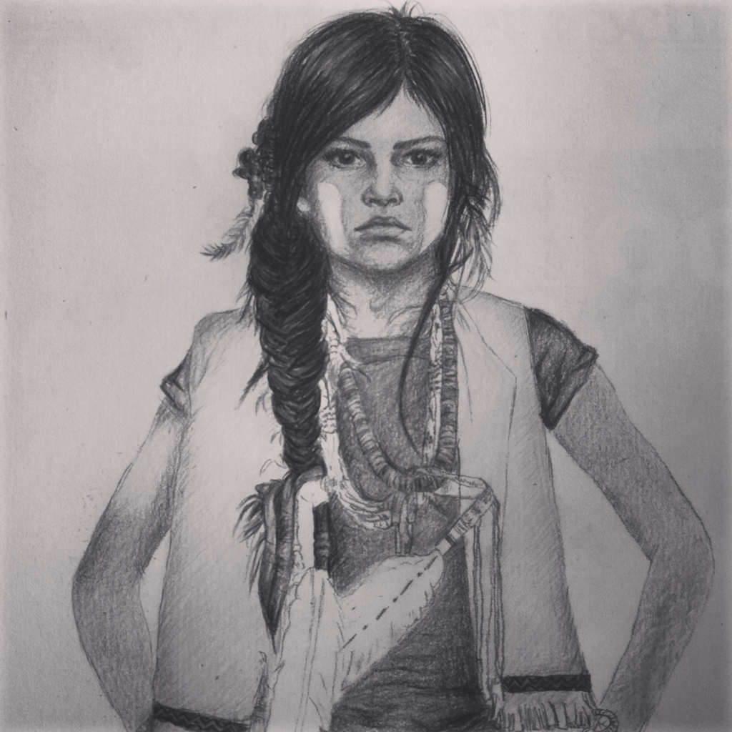 1024x1024 Drawing Native Girl Discovered - Native Girl Drawing