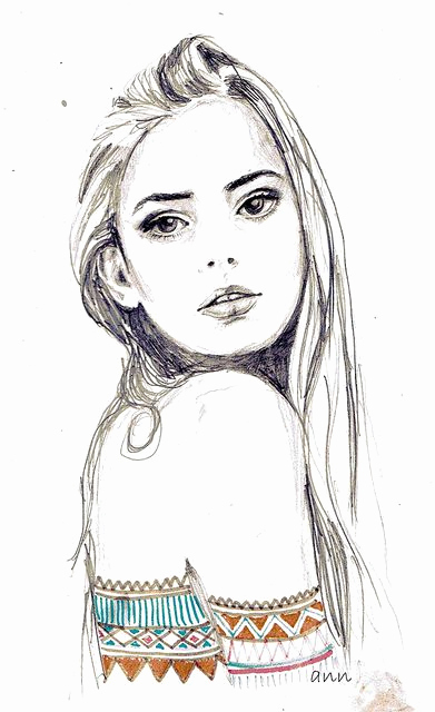 391x640 drawing of native american inspirational native american girl - Native Girl Drawing