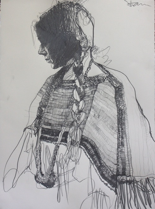 500x676 Mountain Trails Fine Art - Native Girl Drawing
