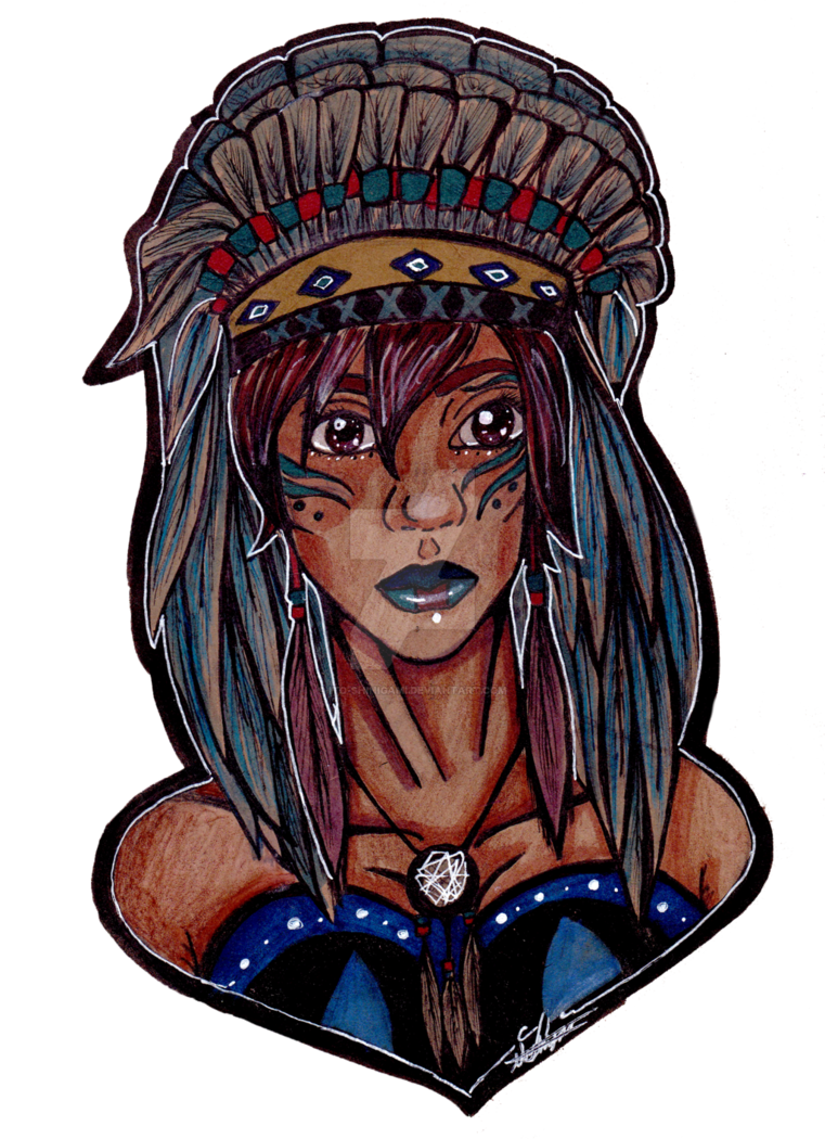 761x1050 Native Girl Color - Native Girl Drawing