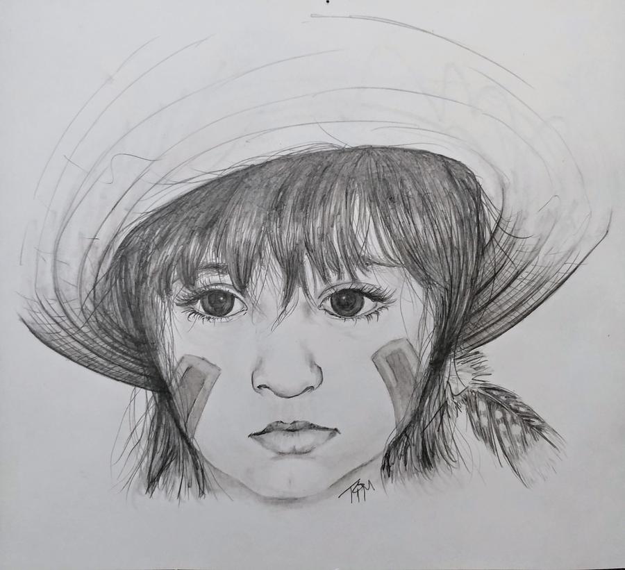 900x821 Young Native Girl Drawing - Native Girl Drawing