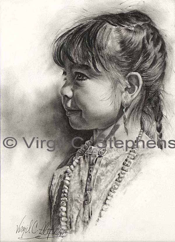 600x829 Ciarra Original Pencil Drawing - Native Girl Drawing