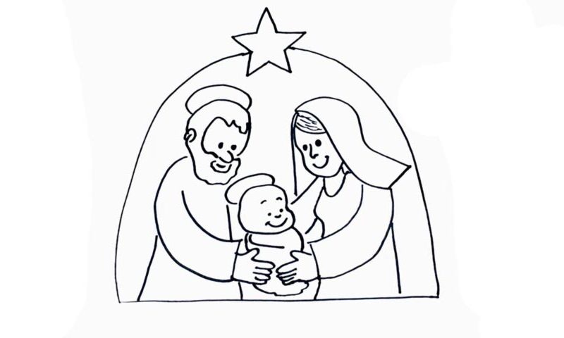 800x480 How To Draw A Nativity Scene - Nativity Drawing