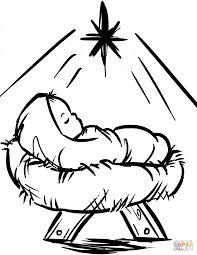 197x255 Image Result For Drawing Of Baby Jesus In Manger Christmas - Nativity Drawing