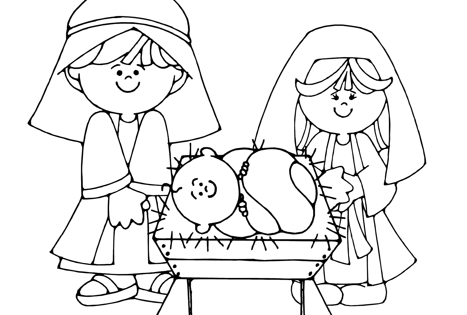 1600x1080 Easy Christmas Scene Drawing For Kids - Nativity Drawing For Kids