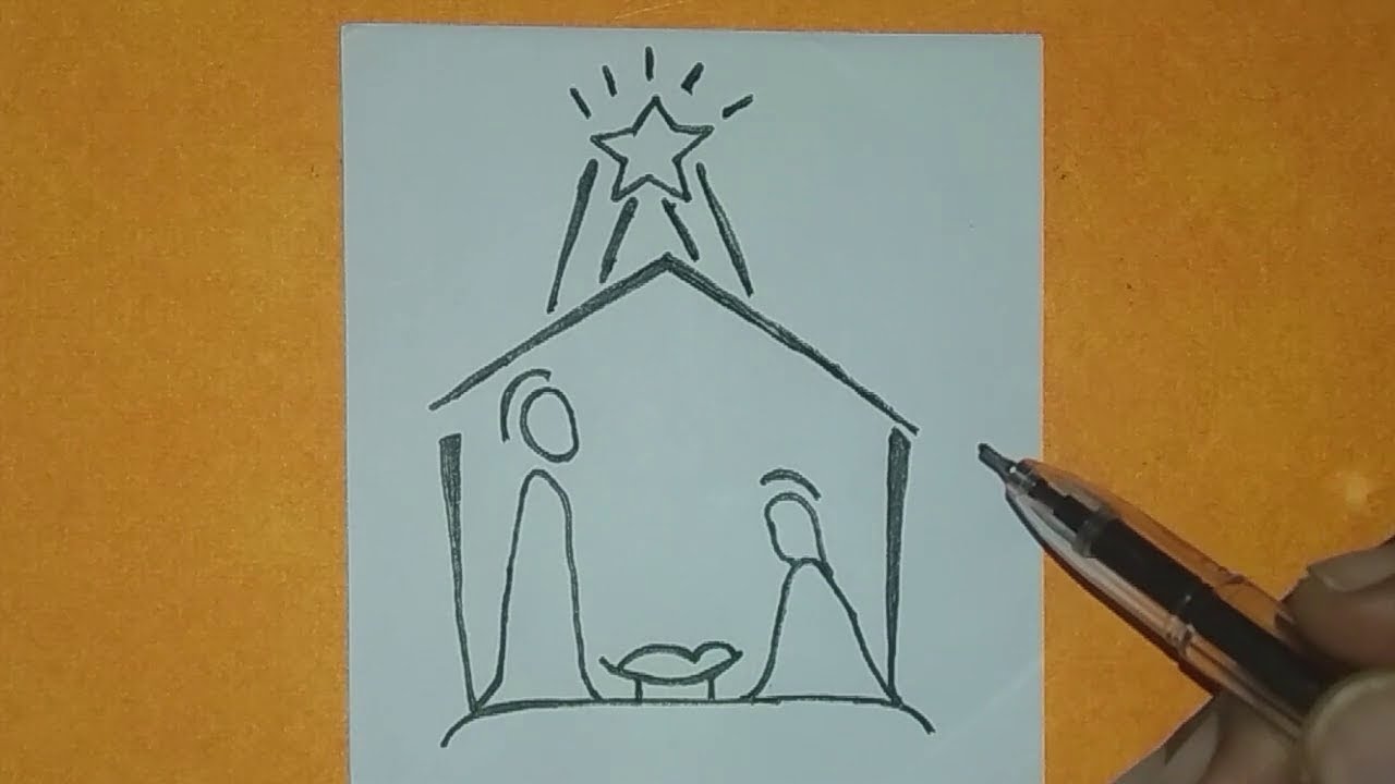1280x720 How To Draw Christmas Crib Easy Nativity Scene Crib Drawing - Nativity Drawing For Kids