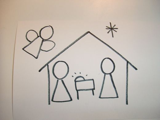 520x390 How To Draw Nativity - Nativity Drawing For Kids