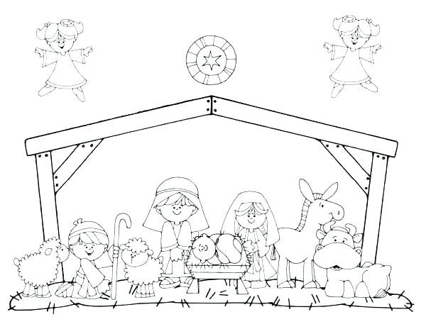 600x464 Nativity Coloring Sheets For Preschoolers Coloring Pages - Nativity Drawing For Kids